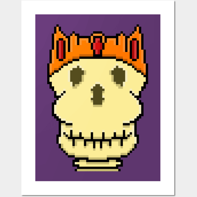 Pixel art Skelly king head. Wall Art by KingSpaceBug